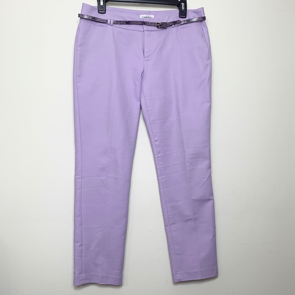 Calvin Klein Women’s Purple Pants Snakeskin Belt